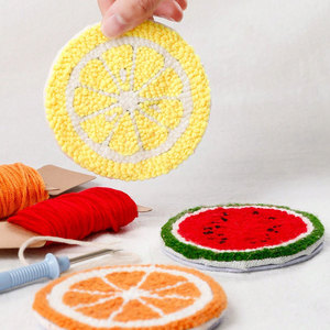 Kit de broderie punch DIY motif floral ; Sous-verre brodé fait main durable ; Kit d'artisanat punch pour enfants débutants - Product Image 2