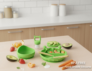 OEM/ODM BPA Free Silicone Feeding <strong>Set</strong> Children Tableware Bib Bowl Spoon Suction <strong>Baby</strong> Plate <strong>Set</strong> - Product Image 5