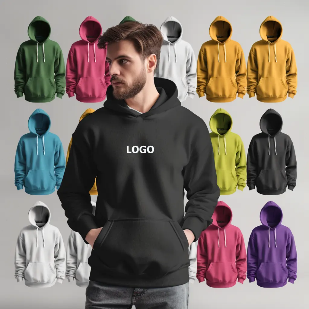 Felpe con cappuccio e felpe da uomo con Logo personalizzato girocollo plus size, felpa con cappuccio oversize in pile di cotone 100%