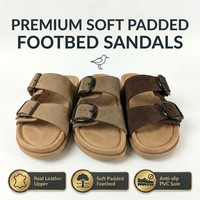 Mules personnalisées pour femmes en cuir suédé véritable avec double boucle, sandales à enfiler confortables à semelle souple en PVC et semelle intérieure plate