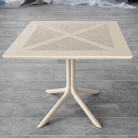 Table à manger carrée en plastique pour l'extérieur, moderne, légère, résistante aux intempéries, pour café, restaurant, jardin, patio, balcon
