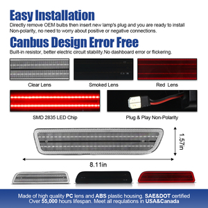 Luz indicadora reflectora LED roja de <span class=keywords><strong>doble</strong></span> fila para parachoques trasero al por mayor para Ford Mustang 2005-2009, luces de posición laterales intermitentes - Product Image 3
