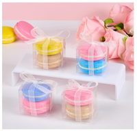 Boîte en Plastique PET Transparente de Luxe pour Macarons, Boîte Carrée de Rangement Alimentaire pour Poudre Libre, Dessert, Blush, Fleur et Bonbons