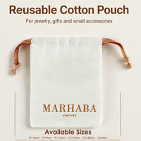 Sac à bijoux personnalisé en coton biologique 100% - Pochette en toile de coton - Petit sac à cordon en coton avec logo pour emballage de bijoux cadeaux