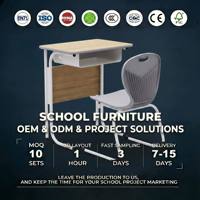 Conjunto de Mesa y Silla de Estudio Ergonómicas para Estudiantes, Diseño de Grano de Madera, Estructura en C, Moderno y Resistente para el Aula, de Elite Industry Provider