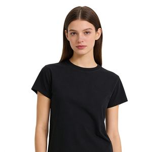 Camiseta Deportiva Corta Personalizada de 240g para Mujer, Ajustada, de Algodón Elástico, con Estampado Tie-Dye y Efecto Desgastado, para Gimnasio y Running - Product Image 4