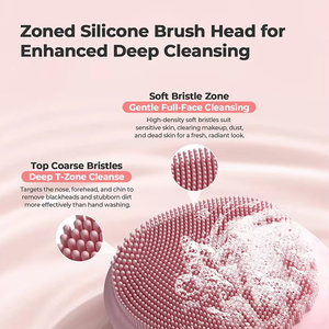 Brosse nettoyante faciale 2-en-1 rechargeable en silicone étanche IPX7 pour le nettoyage en profondeur et l'exfoliation des points noirs pour femmes - Product Image 3