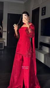 Full Sleeve Readymade Silk <b>Top</b> Lehenga with Dupatta Set for Women Party Heavy Embroidery 5mm Sequence Work Suit - Product Image 1