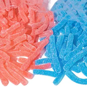 Klassische zähe saure Gummibärchen in der Massen fabrik direkt rote blaue Süßigkeiten für den Großhandel
