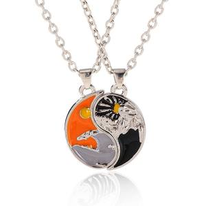 Ensemble de colliers Totem <span class=keywords><strong>Tai</strong></span> <span class=keywords><strong>Chi</strong></span> Bagua, meilleurs amis, soleil et lune assortis, meilleur ami, couple, collier pendentif TAIJI - Product Image 3
