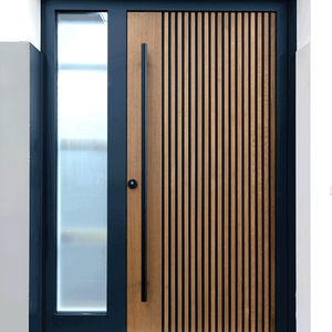 Porte d'entrée moderne en bois massif à double entrée avec verre trempé pour projet de construction de villa, vente en gros - Product Image 2