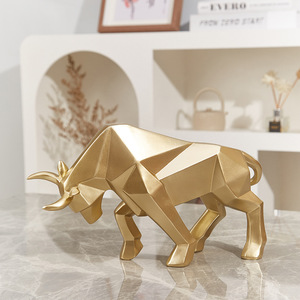 Precio sorpresa Estatua de toro dorado Hogar Oficina Sala de estar Interior Resina Animal Artesanía Riqueza Decoración Toro Escultura - Product Image 1