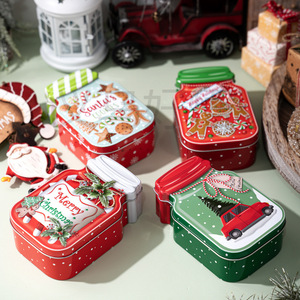 Boîte de rangement festive en métal pour biscuits et bonbons, motif homme en pain d'épices, nouveauté de Noël, vente en gros - Product Image 4
