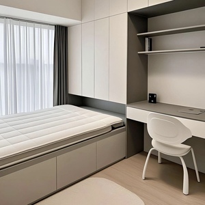 <span class=keywords><strong>Ensemble</strong></span> de chambre moderne et minimaliste tout-en-un avec <span class=keywords><strong>armoire</strong></span> intégrée, <span class=keywords><strong>lit</strong></span> tatami, <span class=keywords><strong>bureau</strong></span> tatami, confortable pour villa - Product Image 1