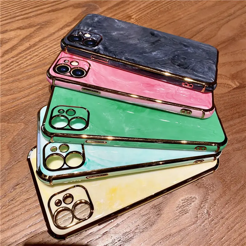 Shockproof Glitter Slim Phone Case Luxury Marble Electroplated Gold Plated For Iphone 13 Pro Max Apple Various Models Phone Case