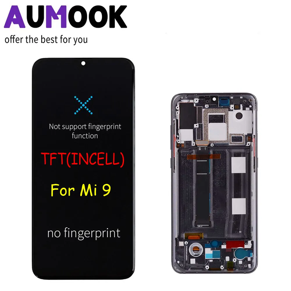 AUMOOK INCELL TFT OLED LCD Display touch screen replacement Digitizer Assembly with frame for Xiaomi Mi 9 pro