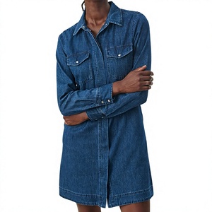 Women Casual Denim A-Line Square Collar Knee-Length Shirt <b>Dress</b> Sleeveless <b>Elastic</b> Waist Lace Breathable Eco-Friendly Bulk - Product Image 4