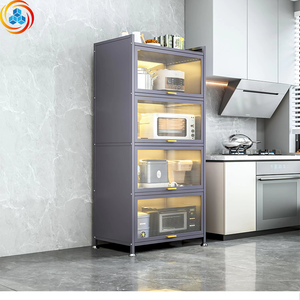Modern Stainless Steel <b>Storage</b> <b>Table</b> <b>Side</b> Cabinet with Thickened Wheels Dust-proof Multilayer Floor Pan Durable Easy Clean - Product Image 1