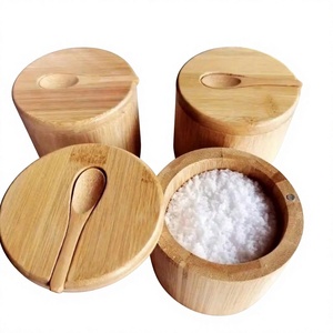 Pot à miel en bois, forme cylindrique, couvercle à rabat, cuillère, hermétique, préservation de la fraîcheur, utilisation en cuisine, passe au lave-vaisselle, chauffable, minimaliste - Product Image 1