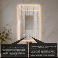 Miroir de salle de bain LED intelligent à coins arrondis, réglable, avec fonction de mémoire Kelvin, à fixation murale, éclairé