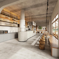 Ensemble de meubles de comptoir de bar de café moderne à LED, design d'intérieur de café commercial personnalisé, solution tout-en-un