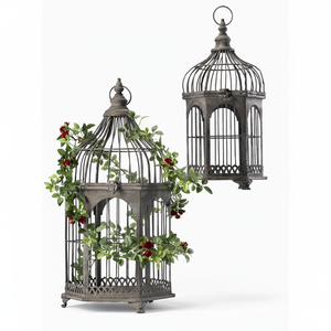 กรงนกเหล็กตกแต่งเหมาะสำหรับห้องนั่งเล่นระเบียงหรือสวนเพิ่มเสน่ห์โบราณให้กับสภาพแวดล้อม - Product Image 1