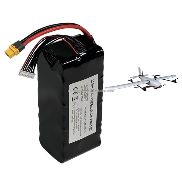 VTOL Drone Lipo Battery 29.6V 12Ah 10C Discharge 8S3P 12000mAh for Long Endurance Missions High & Low Temperature Resistance