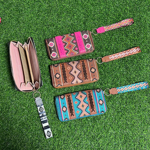 Portefeuille long pour femme Design aztèque Zip Around Card Holder Wrist Wallet - Product Image 5