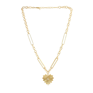 Colgante de <span class=keywords><strong>Starburst</strong></span> estriado grande, joyería de plata de ley 925 para mujer, collar de corazón elegante chapado en oro CZ - Product Image 4