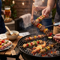 Brochettes en bambou écologiques jetables pour barbecue en plein air, présentation de plats de fête, kebab, satay, grillades, vente en gros