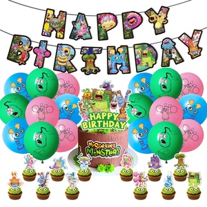 Decorazioni per Feste di <span class=keywords><strong>Compleanno</strong></span> a Tema Mostri con Palloncini Globo per Bambini, Striscione e Topper per Torta da 12 Pollici - Product Image 1