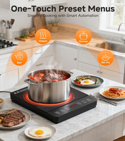 Table de cuisson à induction portable, 1800W, 20 niveaux de température et de puissance, minuteur