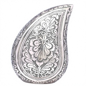 Urne funéraire en forme de larme turquoise avec accent cœur doré pour cendres d'adultes, souvenir commémoratif décoratif - Product Image 3