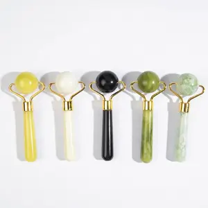 Op Maat Gemaakte Logo Natuurlijke Xiuyan Steen Gua Sha Single Head Oog Roller Jade Gezichtsroller Massager Roller Jade Voor Gezicht