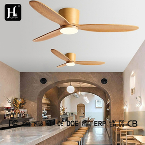 Ventilateur de plafond avec lumière, design moderne élégant, bois massif, corps en métal à trois pales, installation d'ingénierie pour salon, hôtel - Product Image 3