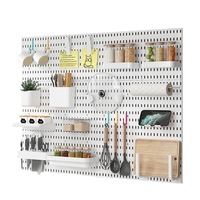 Organisateur mural en acier au carbone peu encombrant avec accessoires personnalisables pour présentoir de vaisselle à la maison