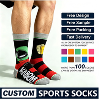 Chaussettes personnalisables entièrement imprimées en couleur, chaussettes de sport imprimées avec des lettres, chaussettes à fleurs, chaussettes sublimées pour hommes