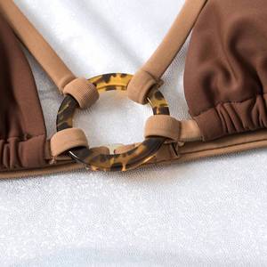 Conjunto de bikini de cuerda para mujer Añadir logotipo Tanga <span class=keywords><strong>sexy</strong></span> Color de contraste Trajes de baño de dos piezas Traje de baño de color sólido - Product Image 4