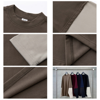 T-shirt à manches longues pour homme, décontracté et tendance, 320 GSM, poids lourd, patchwork contrasté, effet deux pièces, pour impression personnalisée