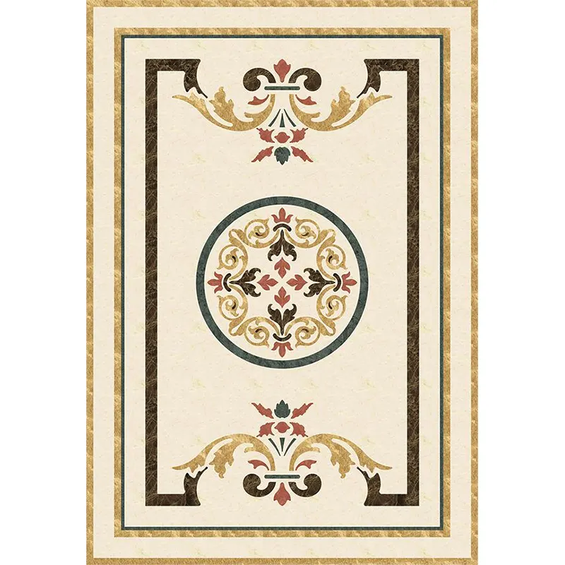 Foyer Cream Marfil Natural Stone Marble Waterjet Floor Tile Medallion Pattern