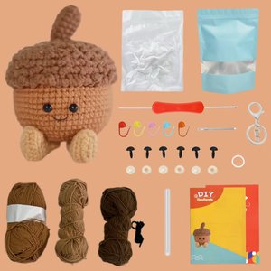 Kit de Ganchillo de Bellota Adorable con Hilo, Herramientas de Relleno, Ojos de Seguridad, <span class=keywords><strong>Paso</strong></span> <span class=keywords><strong>a</strong></span> <span class=keywords><strong>Paso</strong></span>, Perfecto para Principiantes, Kit de Ganchillo de Juguete de Bellota - Product Image 1