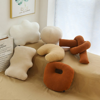 Coussin en Polyester Géométrique Design Moderne Chaud Créatif Teddy Velours Bureau Photographie Props Boule Tissé Noeuds Coussin