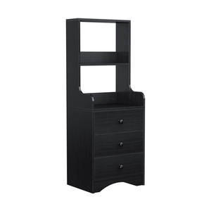 <span class=keywords><strong>Noir</strong></span> Moderne Lit Côté Grand Fin Support <span class=keywords><strong>De</strong></span> <span class=keywords><strong>Table</strong></span> <span class=keywords><strong>De</strong></span> Nuit <span class=keywords><strong>De</strong></span> <span class=keywords><strong>Chevet</strong></span> <span class=keywords><strong>Table</strong></span> avec Étagère <span class=keywords><strong>De</strong></span> Rangement et 3 Tiroirs pour Chambre Salon - Product Image 1