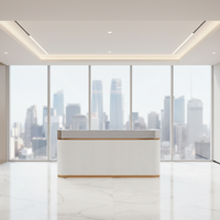 Comptoir de réception moderne laqué blanc durable avec bar d'entreprise et comptoirs de caisse pour hôtel, salle de sport, hôpital