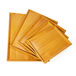 Rectangular Japanese Style Wood Grain <b>Tray</b> Yellow Stripe Pattern Hotel Coffee <b>Tea</b> Serving <b>Tray</b> - Product Image 4