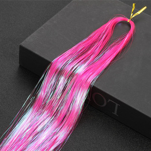 Estensioni per Capelli in PET Laser Dorato Scintillante da 120cm, 30 Colori Arcobaleno, Accessori per Capelli Glitterati per Ragazze - Product Image 6