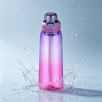 Bouteille d'eau anti-fuite avec options de parfum et paille pour adultes, camping, randonnée et école - Prête à l'emploi, compatible lave-vaisselle