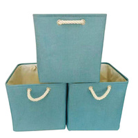 Grand panier à linge domestique, bac de rangement en lin, boîte de rangement de grande capacité en forme de cube, style moderne et minimaliste avec poignée