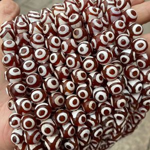 8mm 10mm natürliches Amulett Vintage tibetischer Dzi Achat Drei Augen Runde Perlen Buddhistisches Gebet Mala Perlen für DIY Schmuck herstellung