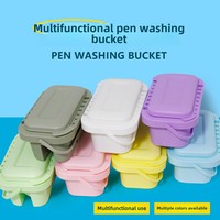 Vente en gros Tout-en-un Design pratique pour la peinture à l'huile d'art Ensemble de trois pièces comprenant un porte-pinceau et un seau de lavage